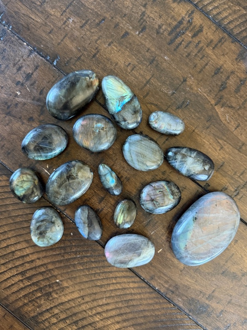 Polished Labradorite Palm Stones - Iridescent Blue-Green